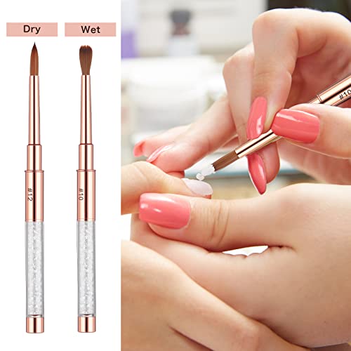 3 Pieces Kolinsky Acrylic Brushes With Transparent Tubes, Size 8 10 12 Kolinsky Sable Acrylic Nail Art Painting Brush Round Shape Kolinsky Hair Bronze Gold Diamond Handle Brushes For Nail Art Manicure #TOP4