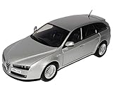 Aus Metall mit Plastikteilen Motormax Alfa Romeo 159 SW Sport Wagon Kombi Silber 2005-2011 1/18 Modell Auto