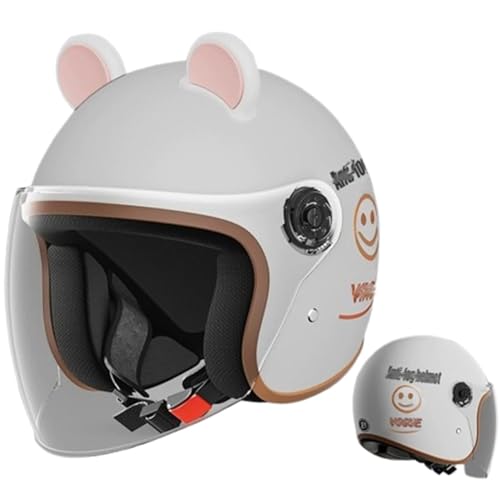 SJAPEX Casco da Moto per Bambini, per Bambine E Ragazzi, Casco Aperto con Visiera, Casco da Scooter per Bambini, Casco da Ciclomotore, Casco da Bicicletta, Sgancio Rapido, Rimovibile 55-60 Cm 1