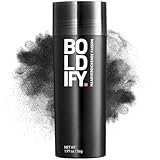 BOLDIFY Streuhaar für Dünner Werdendes Haar (Schwarz), Unsichtbar, Natürlich, Große Flasche, 56g, Kaschiert Haarausfall in 15 Sek, Haarverdichtung, Haarpuder für Feines Haar, Frauen/Männer
