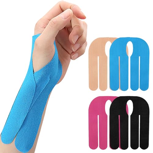 Kinesiology Tape for Wrist, 12 PCS Waterproof & Breathable Precut Kinesiology Tape, Bowling Wrist Tapes,Elastic Athletic Tape for Sports & Weightlifting,Supports Muscles & Joints,Muscle Strain Relief