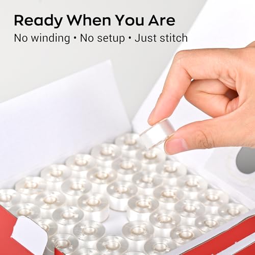 Image of Poolin Prewound Bobbins Richword Selected 144pcs, Size A (Class 15 / SA156), 75D Polyester Bobbin Thread, Plastic Sided, for Single Needle Embroidery & Sewing Machines, White