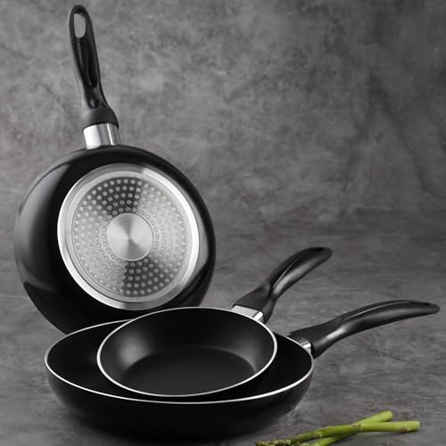 Miniatura 7 de Bistro Series Set de Batería de cocina de 7pc en acero inoxidable + 3 Sartenes Ø16Ø20Ø24cm Negro en aluminio prensado