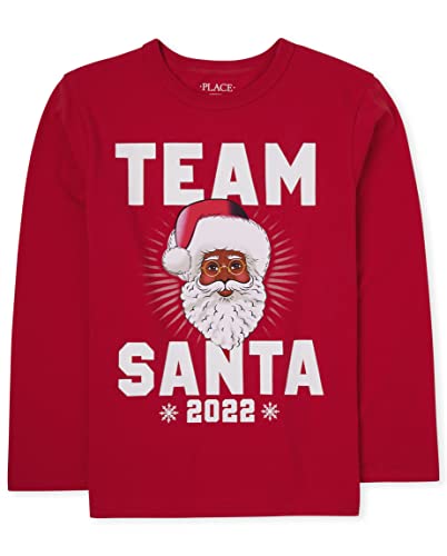Image of The Children's Place boys Long Sleeve Graphic T-shirt T Shirt, Team Santa 22-santa, X-Small US