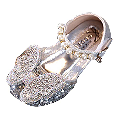 Spring and Summer Children Dance Shoes Girls Dress Performance Princess Shoes Rhinestone Girls (Silver, 6.5 Toddler)