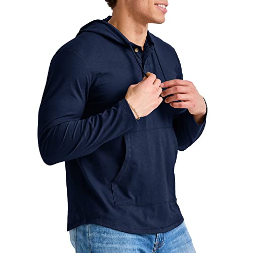 Hanes-Mens-Originals-Tri-blend-Jersey-Hoodie-T-Shirt-Hoodie-with-Henley-Collar