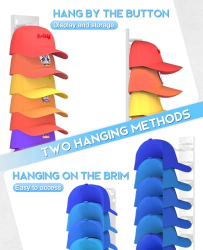 image for Eanyiikick 2 Pack Hat Organizer for Baseball Caps, Strong Adhesive Hat