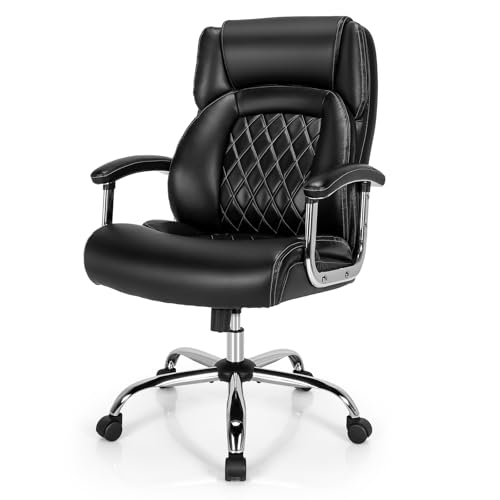 POWERSTONE Big and Tall Office Chair - 500LBS High Back Executive Desk Chair Adjustable PU Leather Computer Chair Home Office Extra Wide Swivel Task Chair for Heavy People Adults Black