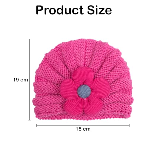 Image of SYGA Baby Cap Flower Wool Warm Knitted Streachable Hat Infant Toddler Baby Cap 0-3 Years