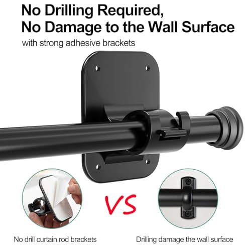 Curtain Rods No Drilling for Windows 30-75 Inch, Adjustable Curtain Rod - image 5