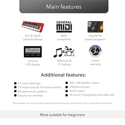 Casio CT-S200 Clavier 61 touches dynamiques, polyphonie 48 notes, 400 sons, 77 rythmes, 60 morceaux, mode Dance Music… - Les Beatles, Paul McCartney, John Lennon, RIngo Starr, George Harrison Casio CT-S200 Clavier 61 touches dynamiques, polyphonie 48 notes, 400 sons, 77 rythmes, 60 morceaux, mode Dance Music… – Image 4