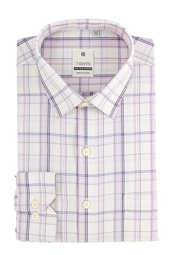 Image of 7-DAYS Men's Premium Checks Formal Shirt - Cotton Rich, Regular Fit, Full Sleeve, with Pocket, Wrinkle Resistant - Stylish Office & Everyday Wear.