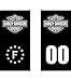 Autocollant immatriculation arrondis Harley Davidson pour Moto - Personnalisable avec Votre numéro de département