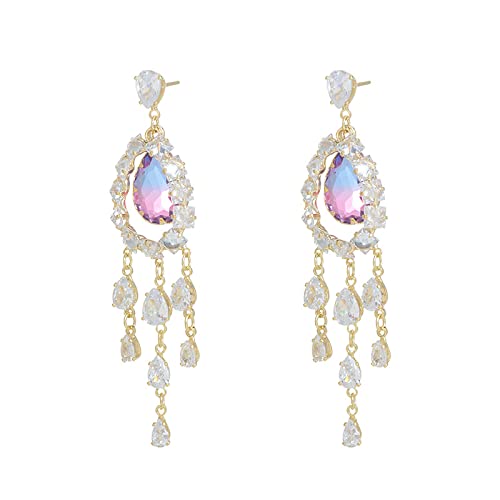 Boucles d'oreilles en zircon coloré et argent S925 pour femme chic