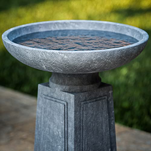 Kenroy Home 51050Con Pedestal Outdoor Bird Bath With Gray Finish, Classic Style, 21.5" Height, 16" Width, 16" Depth #TOP6