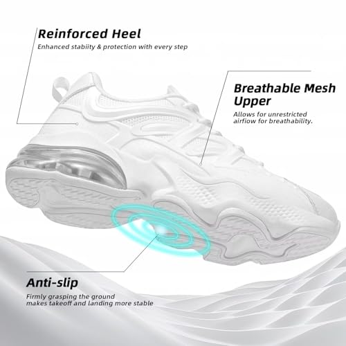 Image of Womens Walking Running Shoes Air Cushion Tennis Sneakers Fashion Breathable Basketball Sport Gym Fitness Cross Trainers