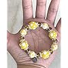 Linpeng-Glass-Beads-Polka-Dots-Bracelet-YellowWhite Linpeng PD-08 Fiona Hand Painted Polka Dots Glass Beads Stretch Bracelet, Yellow/White