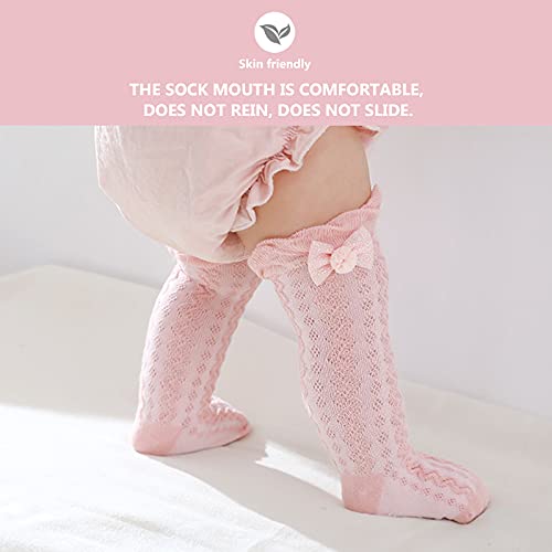 Apone Fatu Baby Knee High Socks Non Slip Grip Ankle Socks Ruffled Long Stockings For Infants Toddlers Kids Boys Girls (As1, Age, 0_Month, 6_Months, Pink/White/Gray) #TOP4