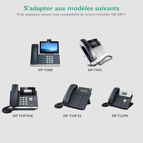 Netzteil 5V 2A Ladegerät für Yealink IP Phone T-Serie SIP-T54W SIP-T58W T31P T46U T41S, für TP-Link/Netgear/D-Link/Fanvil SIP-Phone ERSATZ Universal Ladestationen
