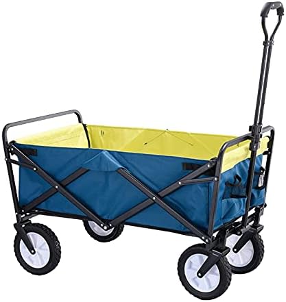 Pull Along cart Outdoor Folding Utility Wagon Heavy Garden Transporter Folding Camping Trailer Portable Shopping Cart Adjustable Handle Sturdy and Durable can Load 80kg/176lbs (Style 1)