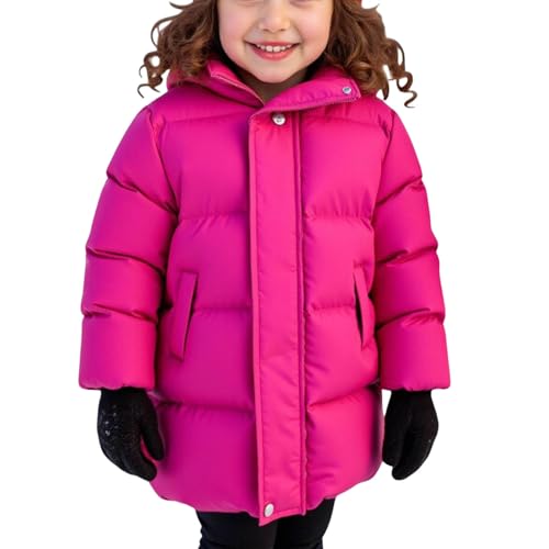 Boys Girls Full Zip Puffer Jacket Winter Windproof Warmth Hooded Coats with Pockets Soft Comfy Quilted Down Jacket