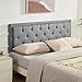 Howjoe Tufted Upholstered King Size Headboard Only, Solid Wood Height Adjustable Modern Head Boards with Durable Metal Legs from 37” to 51”, Padded Linen Dorm King Size Bed Headboard Only, Lightgrey