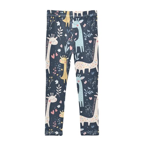 Wusikd Cute Giraffes Girls' Leggings Toddler Doodles Kids Yoga Pants Dance Active Tights 4T2