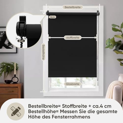 Sekey Verdunklungsrollo ohne Bohren Klemmfix, Seitenzugrollo Hitzeschutz Sichtschutz und Sonnenschutz Wandmontage Deckenmontage Klemmrollo… – Ansicht 3