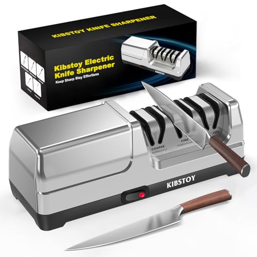 KIBSTOY 3-Stage Electric Knife Sharpener with Diamond Abrasive
