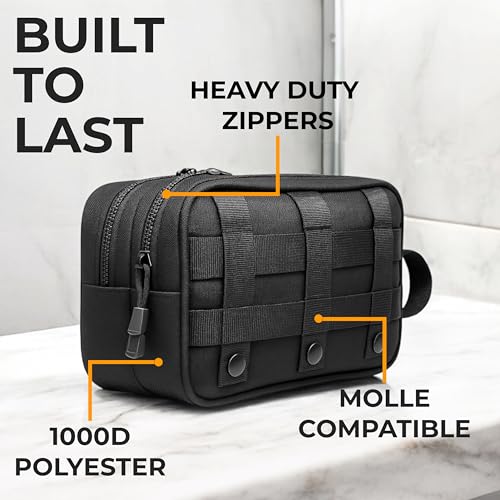 Professional Tactical Toiletry Bag for Men - Extra Large Wet & Dry Compartment Separate Dopp Kit, Tactical Molle Travel Toiletry Bag — Perfect Mens Toiletry Travel Bag or Dopp Kit Men3