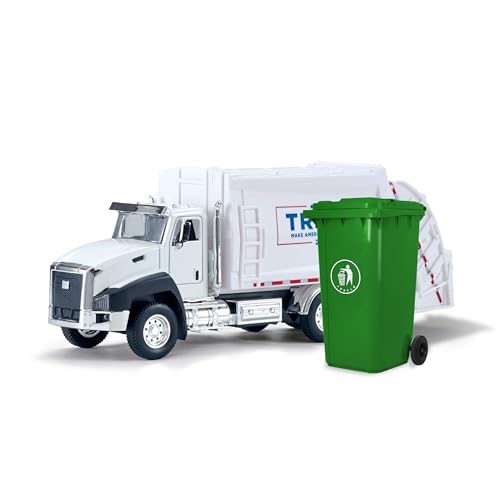 BELLESTILE Garbage Truck Toy with Trump Real Sound and Lights - Play Truck,Pull Back & Go Collector's Vehicle, 1:50 Pull Back Model Truck,Gift and Trump Fans