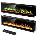 60" Electric Fireplace Inserts and Wall Mounts with Remote Controls 12 Realistic 3D Flame Colors, 750/1500 W Heater, Adjustable Temperature 62F to 82F, Low Noise, 8 Hour Timer, Log and Crystals
