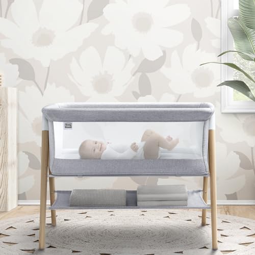 Simmons Kids Koi by The Bed Bassinet with Breathable Mesh and Natural Beechwood Legs, Dove Grey - image 2