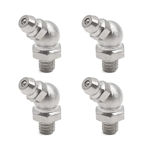 sourcing map 4pcs M6 x 1 Stainless Steel 45 Degree Angle Grease Nipple Fitting