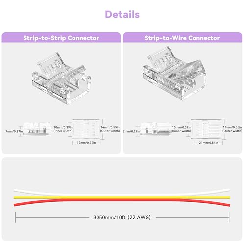 Kit de Conectores MIWISE 10mm para Tira LED COB miniatura 3