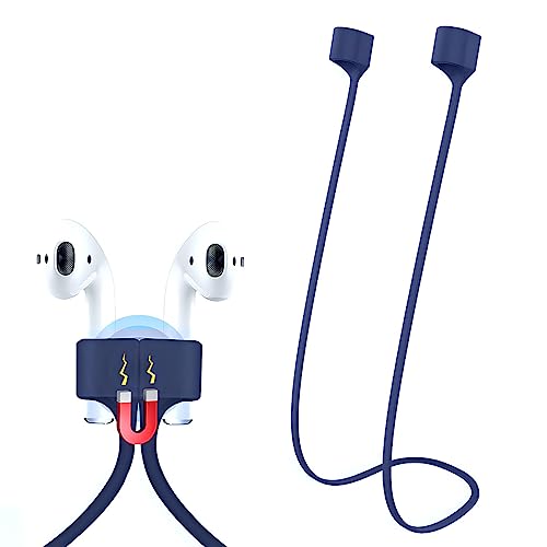Image of LIRAMARK Magnetic Anti-Lost Strap Silicone Rope Wire Cable Connector String for AirPods Pro /Aipods Pro 2 / Airpods 1,2&3 / Earbuds (Midnight Blue)