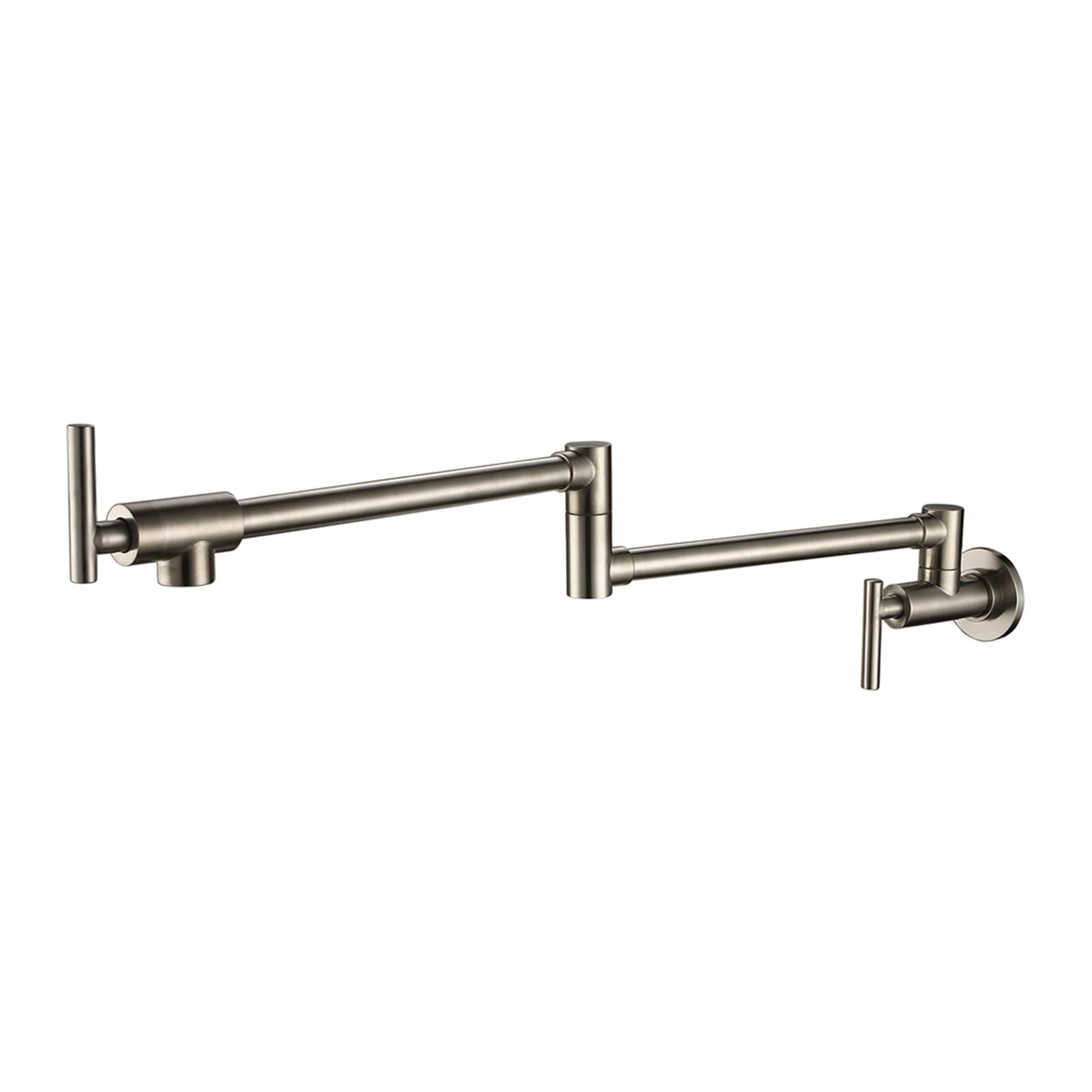 Cudtapi Brushed Nickel Bathroom Faucet Kitchen Mixer Sink Tap Chrome Matte Black Wall Mounted Pot Filler Faucet With 24" Double Jointed Swinging Spout(Brushed Nickel)