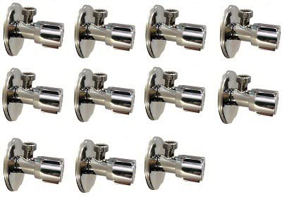 Spazio Stainless Steel Metro Angle Cock Bathroom Faucets Taps and Faucet Angular Stop Cock Wash Basin for Geyser Tap, Chrome Plated - Pack of 11 Bib Tap Faucet (Wall Mount Installation Type)