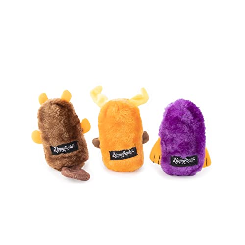 Zippypaws Squeakie Buddies - Bulk 3 Pack Of Stuffing-Free Squeaky Dog Toys, No Stuffing Puppy Toys, Dog Stuff For Small & Medium Dogs - Beaver, Moose, & Walrus #TOP2