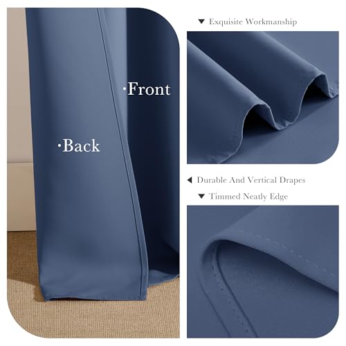 Image of PONY DANCE Blackout Curtains 54 Long - Solid Thermal Insulated Grommet Top Noise Reductiong Window Drapes for Kids Bedroom Living Room, 42 x 54 inches, Blue Haze, 2Panels