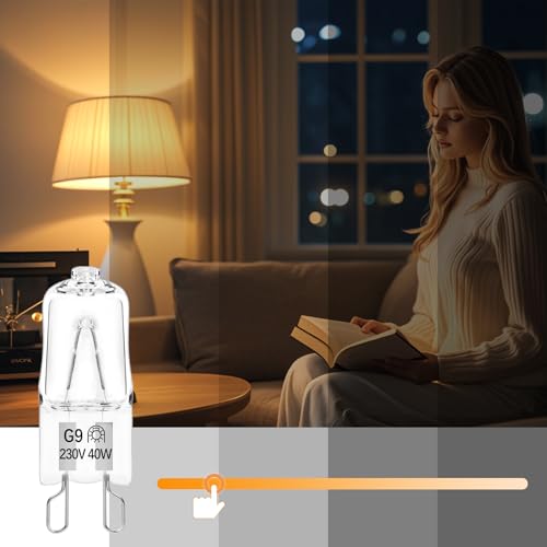 VMUTGA 2 Stück G9 Backofenlampe 40W 230V, 300 Grad Hitzebeständiges Hohe Helligkeit Oven Lampe, Halogen für Backofen, Mikrowellenherde, Tischlampen