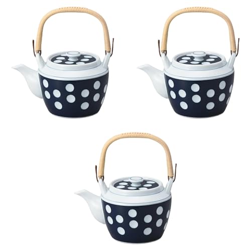 Set of 3, Polka Dot No. 8 Earthenware Pot, 6.1 x 4.9 inches (15.5 x 12.5 cm), 1,400 cc, Arita Ware Pot, Setomonohonpo