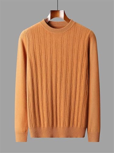 Men's Wool Sweater Round Neck Knitted Pullover Casual Texture Loose Warm Pullover2