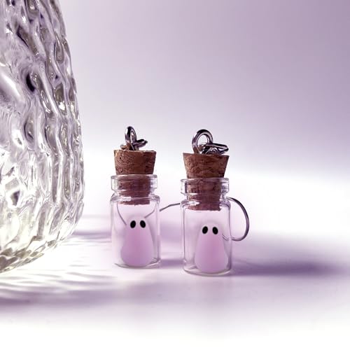 Purple Ghost Earrings Glow in The Dark Earrings Spooky The Adopt A Ghost in a Bottle Dangle Earring for Women4