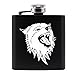 Petacas - 3Oz Black Mini Hip Flask Portable Flagon Wolf Head Pattern Pocket Whisky Alcohol Bottle Beber Regalo para Hombre Acampar Al Aire Libre Senderismo Y Fiesta, 1Pcs, Hip Flask