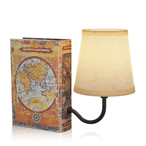 Lampe de bibliothèque vintage rechargeable tactile sans fil avec abat-jour en lin