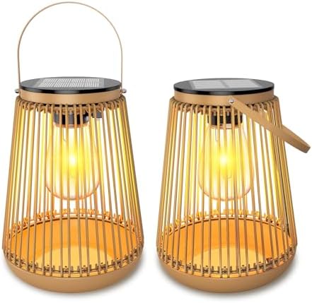 KagoLing Lot de 2 lampes solaires de jardin en métal à suspendre ...