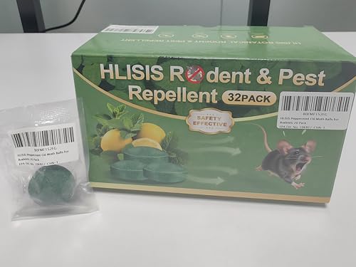 HLISlS Peppermint Oil Moth Balls for Rodents 32 Pack, EPA