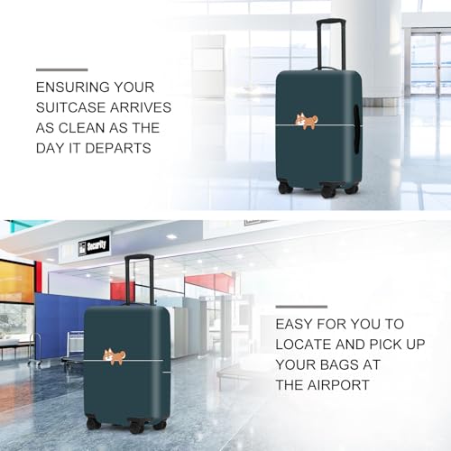Image of Hunter Green Luggage Cover, Washable Suitcase Protector Simple Cartoon Fox Design Anti-scratch for 28 inch,30 inchBag