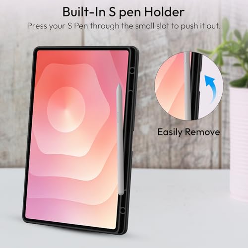 Image of Robustrion Cover Case for Samsung Galaxy Tab S11 Ultra 14.6 inch Cover with [S-Pen Holder], Hybrid Flip Cover Case for Samsung S11 Ultra Tablet 14.6 inch with Transparent Back [Auto Sleep Wake] - Black